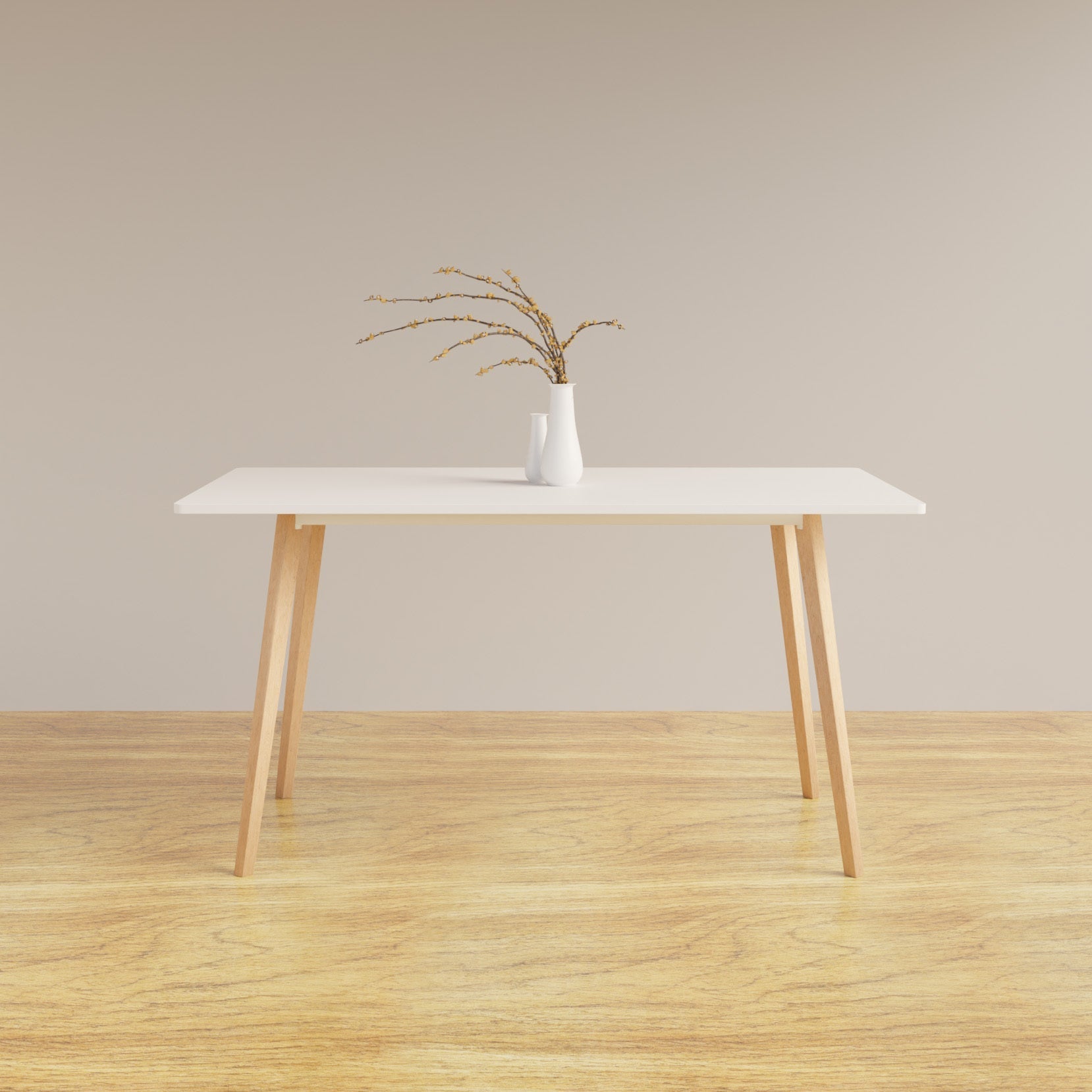 Atherton White MDF 1.4M Modern Scandinavian Dining Table