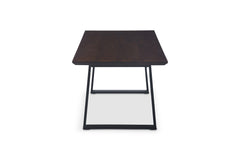 Real Wood Veneer Dark Walnut Ethan 1.8M Dining Table with Faux Leather Light Tan Elmo Chairs Set