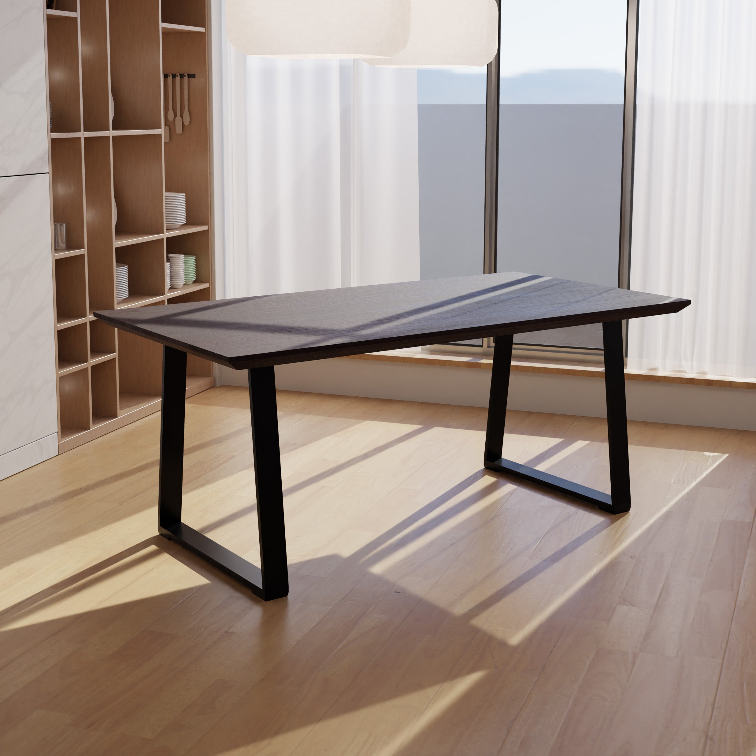 Real Wood Veneer Ethan 1.8M Dining Table with Metal Legs