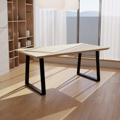 Real Wood Veneer Ethan 1.8M Dining Table with Metal Legs