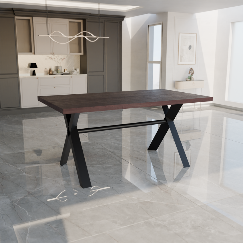 Real Wood Veneer Jayden 1.6M Dining Table with Metal Legs