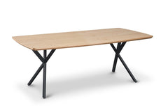 Real Wood Veneer Berkeley 2M Dining Table with Metal Legs