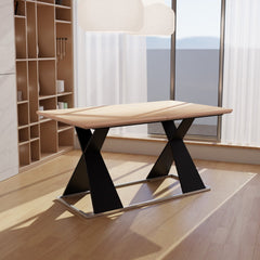 Real Wood Veneer Francisville 1.6M/2.2M Extendable Dining Table with Metal Legs