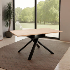 Real Wood Veneer Galena 1.6M/2M Extendable Dining Table with Metal Legs