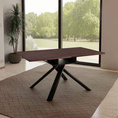 Real Wood Veneer Galena 1.6M/2M Extendable Dining Table with Metal Legs