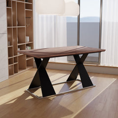 Real Wood Veneer Francisville 1.6M/2.2M Extendable Dining Table with Metal Legs