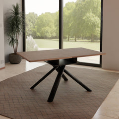 Real Wood Veneer Galena 1.6M/2M Extendable Dining Table with Metal Legs